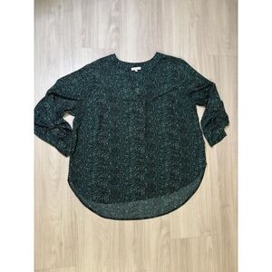 Maison dAmelie Paris Women Tunic Top Abstract Print Long Sleeve Size 1X